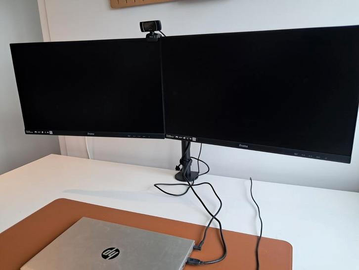 2x Iiyama ProLite XU2493HS-B4 Monitoren op beugel, Computers en Software, Monitoren, Gebruikt, 61 t/m 100 Hz, DisplayPort, HDMI