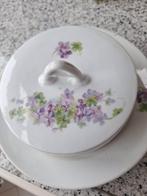 Brocante botervloot met lila bloemetjes, Ophalen of Verzenden