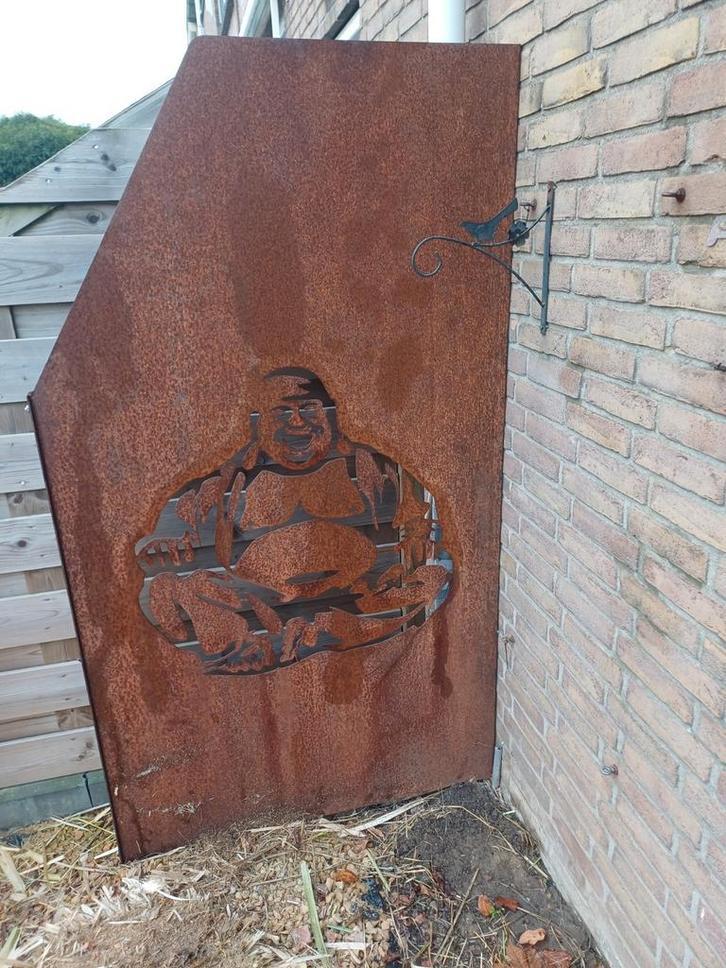 Cortenstaal Tuinafscheiding met Boeddha, Tuin en Terras, Tuinbeelden, Ophalen