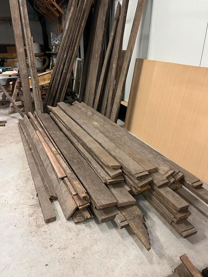 Oude wagondelen / planken, Doe-het-zelf en Verbouw, Hout en Planken, Gebruikt, Plank, Overige houtsoorten, 250 tot 300 cm, 25 tot 50 mm