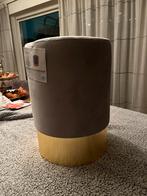 Grijze velvet hoge poef met gouden rand merk Voglrieder, Ophalen of Verzenden, Rond, Minder dan 50 cm