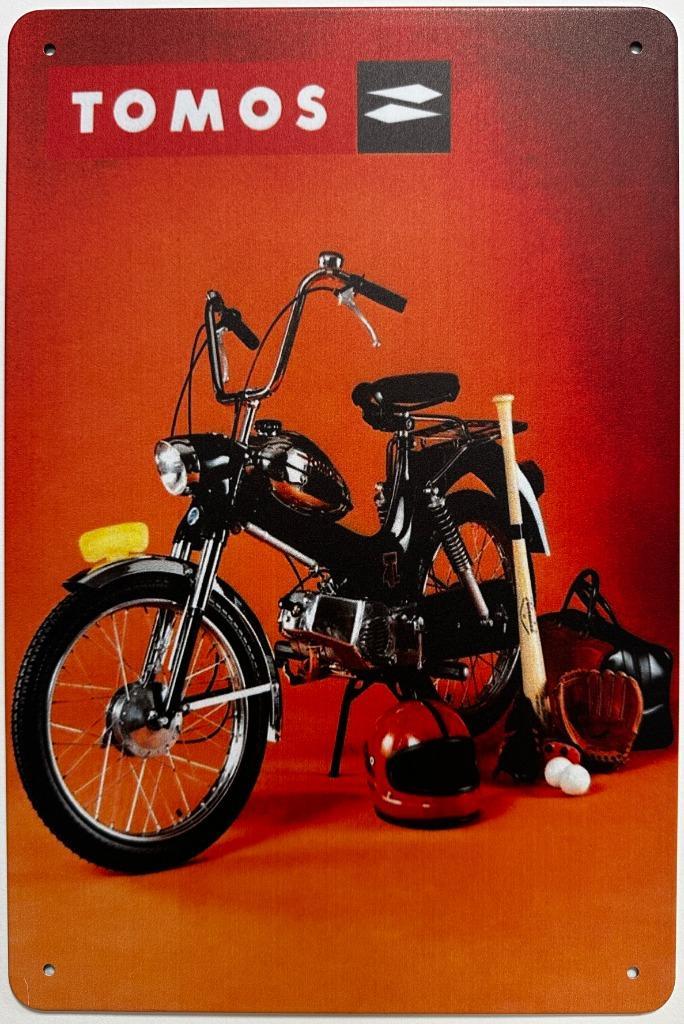 Tomos Bromfiets ei tank reclamebord van metaal wandbord deco, Verzamelen, Merken en Reclamevoorwerpen, Nieuw, Reclamebord, Verzenden