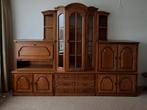 Massief eiken wandmeubel met vitrinekast, Huis en Inrichting, Kasten | Wandmeubels, Ophalen, Gebruikt, Met deur(en), Eikenhout