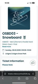 Ticket Olympische spelen Snowboard, Tickets en Kaartjes, Eén persoon