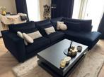 Zwarte velvet bank-Luxe fluwelen 3-zits- Moderne hoekbank, Ophalen, 125 cm of meer, 125 cm of meer, Zo goed als nieuw