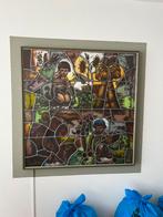 Glas en lood kunstwerk met ingebouwde verichting 120x120, Ophalen