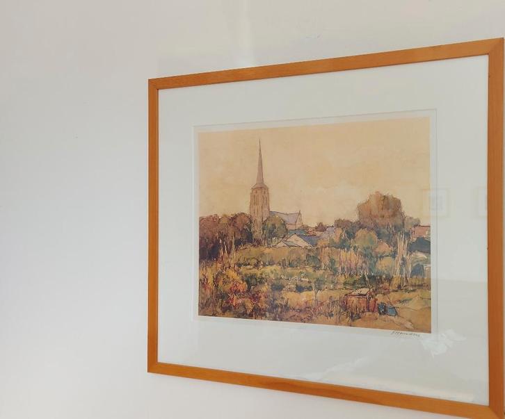 litho schilderij van Frans Manders, Antiek en Kunst, Kunst | Etsen en Gravures, Ophalen