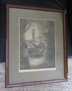 Ets of tekening stadsgezicht Wijk bij Duurstede of Utrecht, Antiek en Kunst, Ophalen of Verzenden