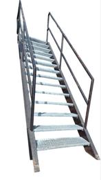 Industriële stalen trap 14 treden. Roostertreden 90x20cm., Doe-het-zelf en Verbouw, Ladders en Trappen, Ophalen, Gebruikt, 2 tot 4 meter