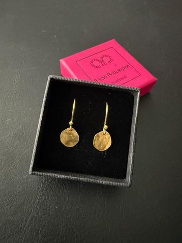 14 krt gold hamered earrings oorbellen handmade goudsmid beschikbaar voor biedingen