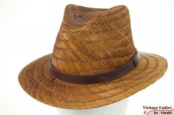 Zomer Brixton Messer Straw Fedora brown M bruin stro 58 New beschikbaar voor biedingen
