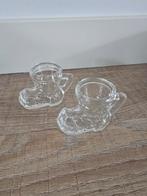 2 antieke borrelglaasjes in laarzenvorm €7,50, Antiek en Kunst, Antiek | Glas en Kristal, Ophalen of Verzenden