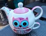 Tea for one met afbeelding uil, Huis en Inrichting, Keuken | Servies, Ophalen of Verzenden, Zo goed als nieuw, Overige stijlen