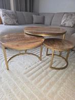 Houten salontafels 3 delig, Huis en Inrichting, Tafels | Salontafels, Ophalen, 50 tot 100 cm, Rond, 50 tot 100 cm