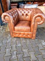Nieuwe Chesterfield club fauteuil bruin leer + BEZORGING, Huis en Inrichting, Chesterfield, Nieuw, Ophalen of Verzenden, 100 tot 125 cm