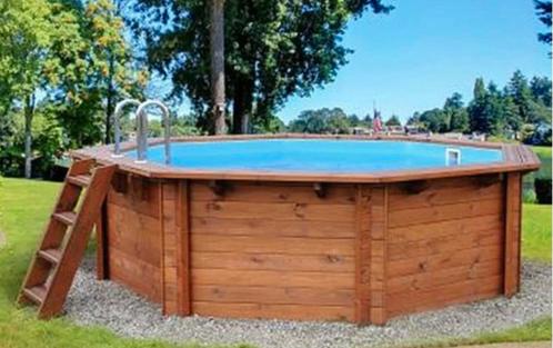 Stevig houten zwembad Interline Bali rond 530 x 136 cm, Tuin en Terras, Zwembaden, Zo goed als nieuw, Overige typen, 120 cm of meer