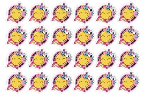 Traktatie bedankjes stickers feest smiley, Hobby en Vrije tijd, Stickers en Plaatjes, Nieuw, Sticker, Ophalen of Verzenden