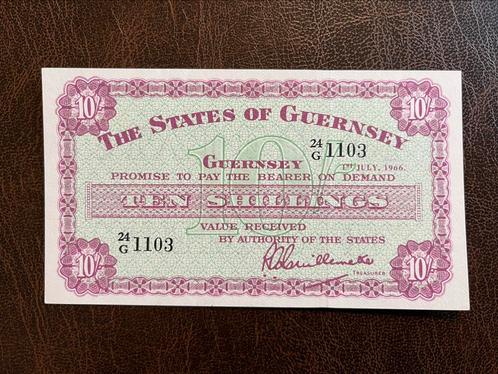 Guernsey tien shilling 1966 UNC, Postzegels en Munten, Bankbiljetten | Europa | Niet-Eurobiljetten, Los biljet, Overige landen