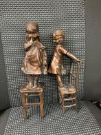 Beeldje twee leuke bronzen brons kinder beelden., Verzamelen, Beelden en Beeldjes, Ophalen of Verzenden