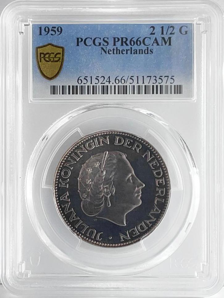 Rijksdaalder 1959 PROOF / PCGS PR66CAM / TopPop / RRR., Postzegels en Munten, Munten | Nederland, Losse munt, 2½ gulden, Koningin Juliana