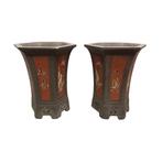 Stel Chinese steengoed tuinpotten, eind 20e eeuw, Steen, Gebruikt, Binnen, Overige vormen