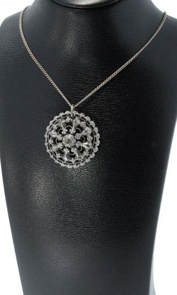 Diamanten antieke hanger zilveren gourmet ketting dames beschikbaar voor biedingen