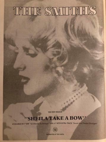 Paginagrote A3 advertentie THE SMITHS Sheila Take A Bow rele beschikbaar voor biedingen