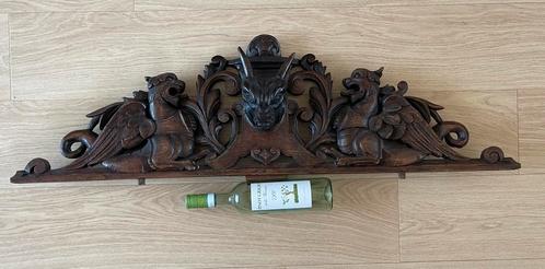 Handgesneden houten opzetstuk met geitenkop (demoon), Antiek en Kunst, Curiosa en Brocante, Ophalen