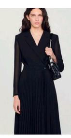 Sandro plisse jurk maat 34 als nieuw €345, Ophalen of Verzenden, Zo goed als nieuw, Maat 34 (XS) of kleiner, Zwart