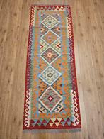Handgeweven oosterse wollen kelim loper 204x74