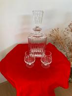 Kristallen karaf met stop en 2 kristallen glazen, Antiek en Kunst, Antiek | Glas en Kristal, Ophalen of Verzenden