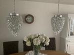 Set van 2 hanglampen, Huis en Inrichting, Lampen | Hanglampen, Ophalen, Gebruikt, Glas, 75 cm of meer