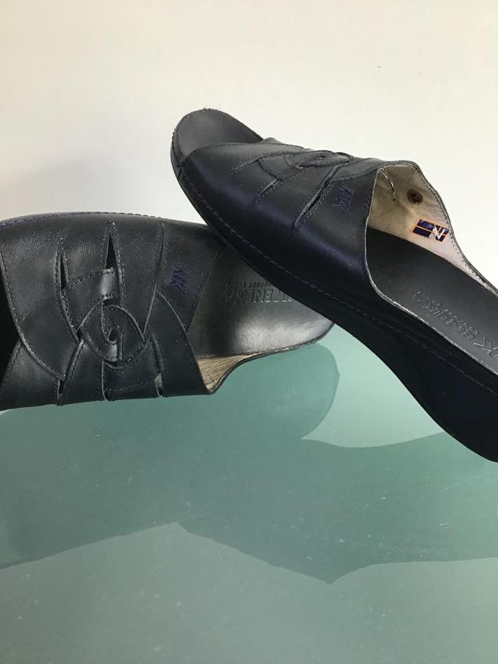 NORDIKA | Nieuwe comfortabele leren blauwe slippers 42, Kleding | Dames, Schoenen, Nieuw, Slippers, Blauw, Verzenden