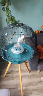 Omlet vogelkooi met nachthoes blauw en speelgoed, Ophalen of Verzenden, Zo goed als nieuw, Metaal, Vogelkooi