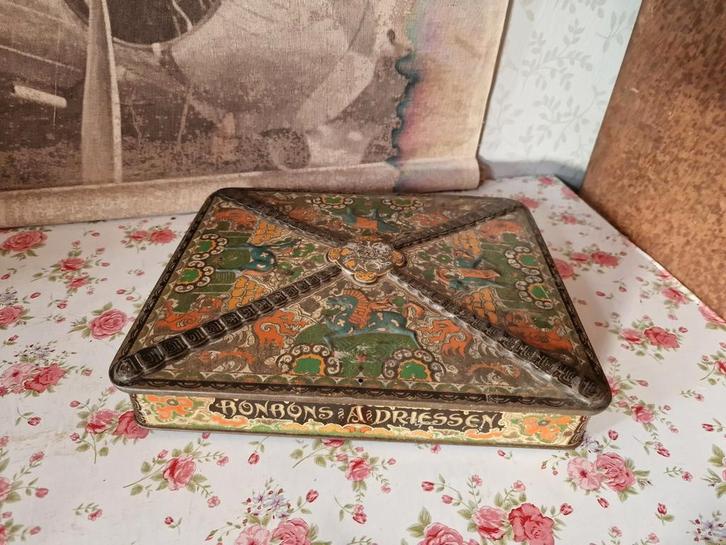 Antiek blikken trommel Driessen bonbons, Verzamelen, Blikken, Gebruikt, Overige, Ophalen of Verzenden