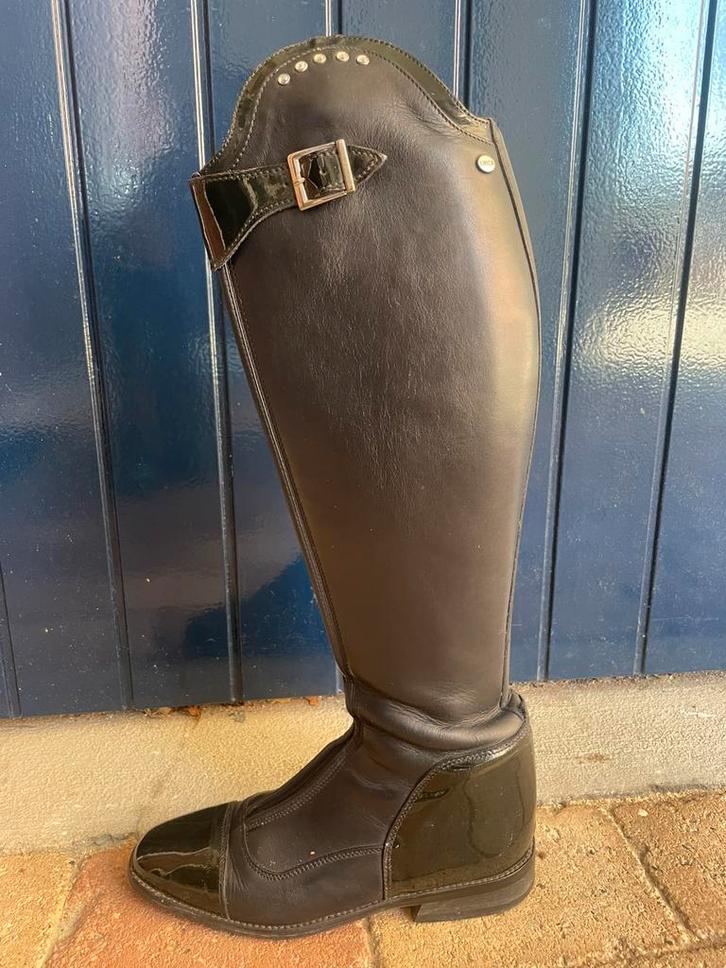 Lipica blauwe rijlaarzen met lak en strassteentjes, Dieren en Toebehoren, Paardrijkleding, Gebruikt, Dames, Schoeisel, Dressuur