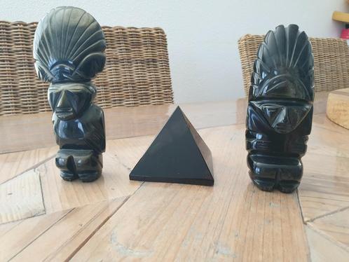 Inca figuurtjes van Goud Obsidiaan en Piramide, Antiek en Kunst, Kunst | Beelden en Houtsnijwerken, Ophalen of Verzenden