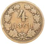 Oostenrijk - 4 Kreuzers 1861 A 13,2 gram koper mooie munt , Ophalen of Verzenden, Oostenrijk, Losse munt