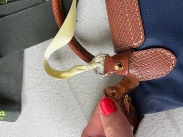 Le pliage blauw longchamp zelf gemaakt echt leer hengsel beschikbaar voor biedingen