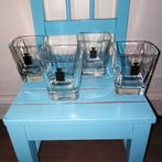 Disaronno kubus glazen helder zwart logo set van 4, Ophalen, Glas of Glazen, Overige stijlen, Glas