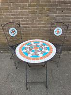 Mozaïek Tuinsetje - Tafel en 2 Stoelen, Gebruikt, Tuinset, Eettafel, Ophalen
