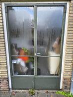 Dubbele stalen vintage (buiten) deuren, Doe-het-zelf en Verbouw, Deuren en Horren, Ophalen, Gebruikt, Glas, Buitendeur