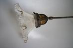 vintage antiek holophane hanglamp glas ribbel messing lampje, Antiek en Kunst, Antiek | Lampen, Ophalen of Verzenden
