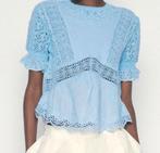 Lichtblauw gehaakt broderie topje van Zara, Maat 38/40 (M), Blauw, Ophalen of Verzenden, Zo goed als nieuw