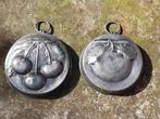 Mini bakvorm / puddingvorm tin kers/appel 9 cm, Antiek en Kunst, Antiek | Tin, Ophalen of Verzenden