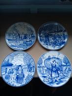 Royal Delfts blauw handwerk 4x oud bord boeren, Ophalen of Verzenden