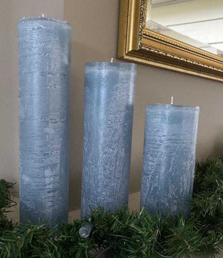 Set van 3 Bika krulkaarsen in de kleur Stone/IJsblauw 333142, Huis en Inrichting, Woonaccessoires | Kandelaars en Kaarsen, Nieuw