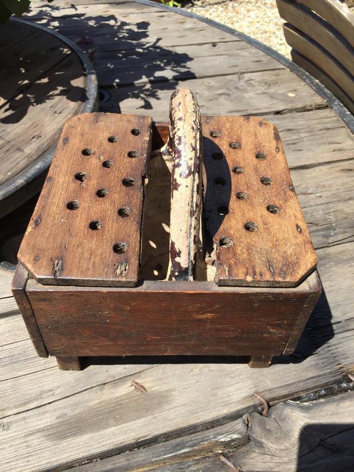 antieke houten voetenwarmer stoof + aardewerk binnenbak, Antiek en Kunst, Antiek | Woonaccessoires, Ophalen