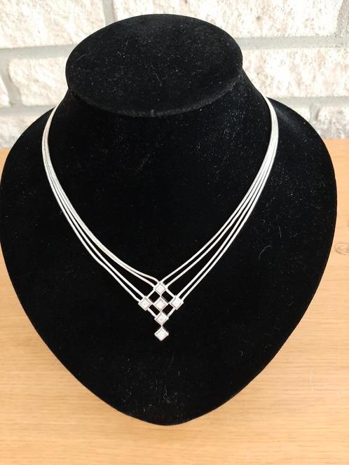 Zilver (925) collier met zirkonia van ESPRIT., Sieraden, Tassen en Uiterlijk, Kettingen, Zo goed als nieuw, Zilver, Zilver, Ophalen of Verzenden