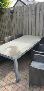 Tuinstoel met 6 stoelen en kussens, Ophalen, Zo goed als nieuw, Rechthoekig